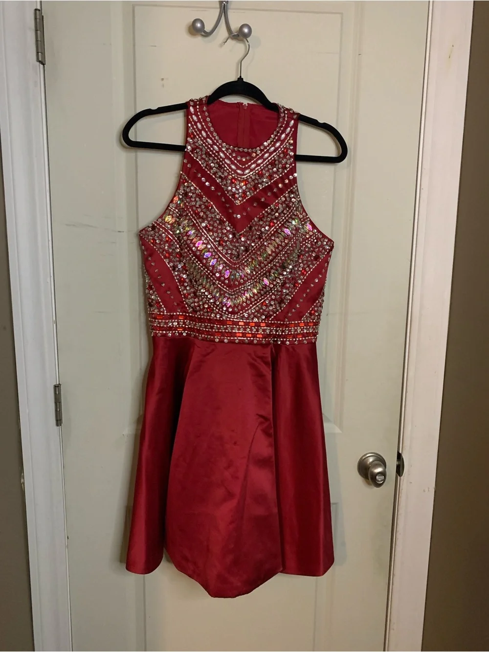 Women’s Burgundy Red Jewel-Embellished Special Occasion Party Dress size Small